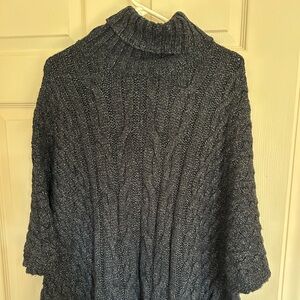 Fat Face Navy Cable Knit Poncho